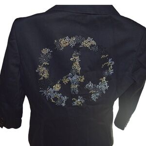 Glamour Campaign by Fred Naggar NWT Blazer Peace Sign on Back Embellished